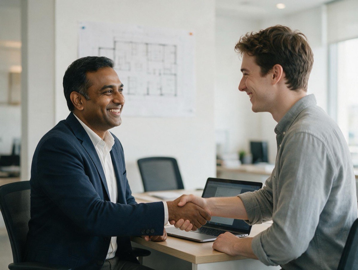 Hiring manager welcoming a candidate